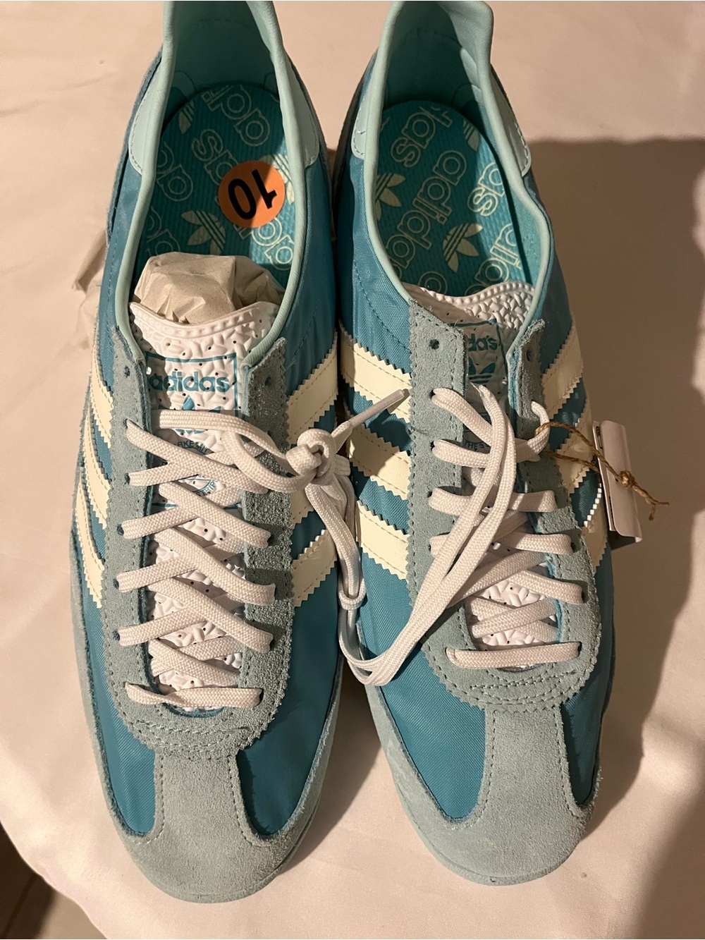 adidas Women's Aqua and White Samba-Inspired Sneakers